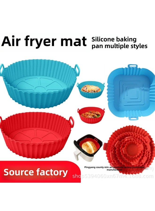 Air Fryer Silicone Baking Tray Air Fryer Liner Air Fryer Silicone Pot Baking Tray-Specifications:Small Circle (55g 16*14)-Color:light Gray  - Image 1