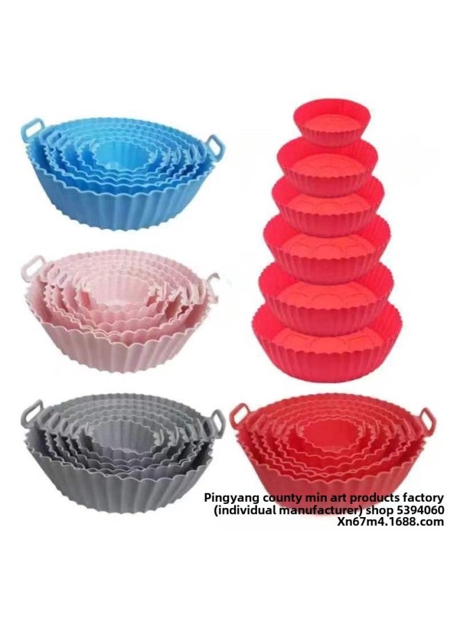 Air Fryer Silicone Baking Tray Air Fryer Liner Air Fryer Silicone Pot Baking Tray-Specifications:Small Circle (55g 16*14)-Color:light Gray  - Image 3
