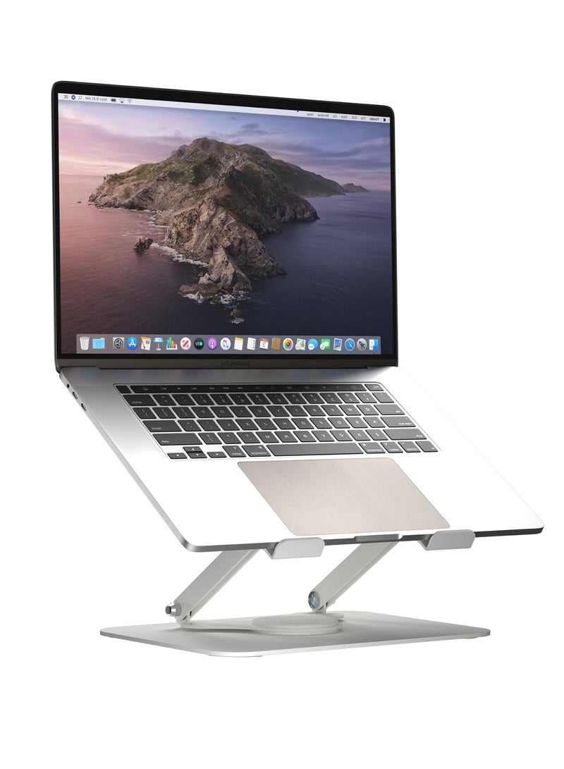 حامل كمبيوتر محمول من Suptek للمكتب، حامل كمبيوتر مريح قابل للطي مع ارتفاع قابل للتعديل، حامل مكتب كمبيوتر محمول جيد التهوية متوافق مع MacBook Air وPro وDell XPS ومعظم أجهزة الكمبيوتر المحمولة مقاس 11-17 بوصة (أبيض) LS001W - Image 1