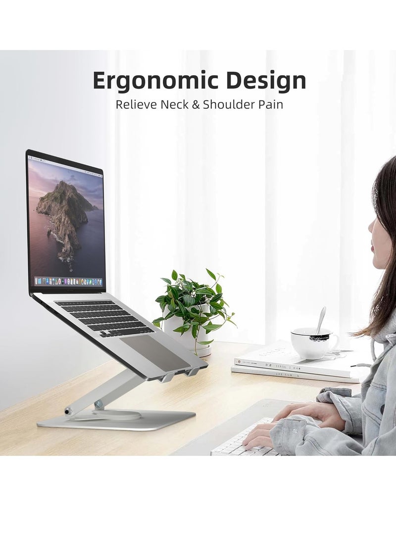 حامل كمبيوتر محمول من Suptek للمكتب، حامل كمبيوتر مريح قابل للطي مع ارتفاع قابل للتعديل، حامل مكتب كمبيوتر محمول جيد التهوية متوافق مع MacBook Air وPro وDell XPS ومعظم أجهزة الكمبيوتر المحمولة مقاس 11-17 بوصة (أبيض) LS001W - Image 3