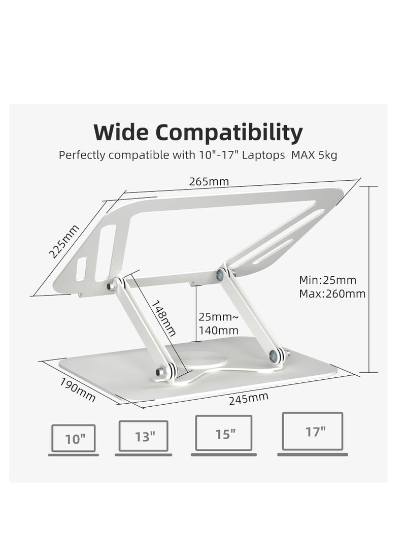 حامل كمبيوتر محمول من Suptek للمكتب، حامل كمبيوتر مريح قابل للطي مع ارتفاع قابل للتعديل، حامل مكتب كمبيوتر محمول جيد التهوية متوافق مع MacBook Air وPro وDell XPS ومعظم أجهزة الكمبيوتر المحمولة مقاس 11-17 بوصة (أبيض) LS001W - Image 2