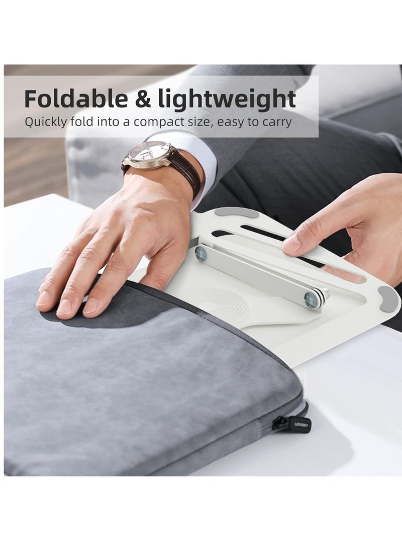 حامل كمبيوتر محمول من Suptek للمكتب، حامل كمبيوتر مريح قابل للطي مع ارتفاع قابل للتعديل، حامل مكتب كمبيوتر محمول جيد التهوية متوافق مع MacBook Air وPro وDell XPS ومعظم أجهزة الكمبيوتر المحمولة مقاس 11-17 بوصة (أبيض) LS001W - Image 4