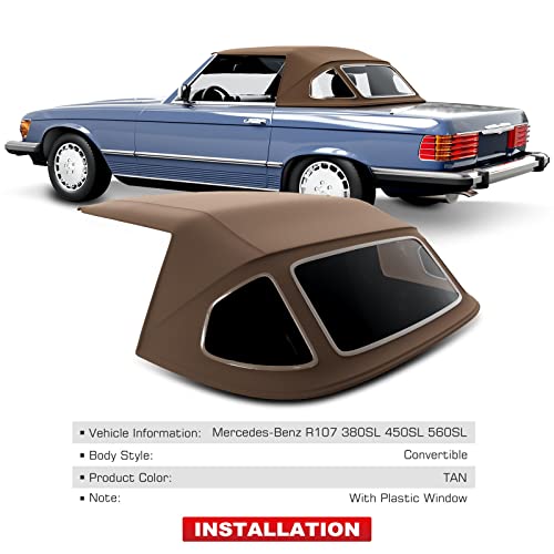 A-Premium Convertible Soft Top Compatible with Mercedes-Benz R107 Series 380SL 1981-1985, 450SL 1975-1980, 560SL 1986-1989, Convertible, with Plastic Window - Image 5