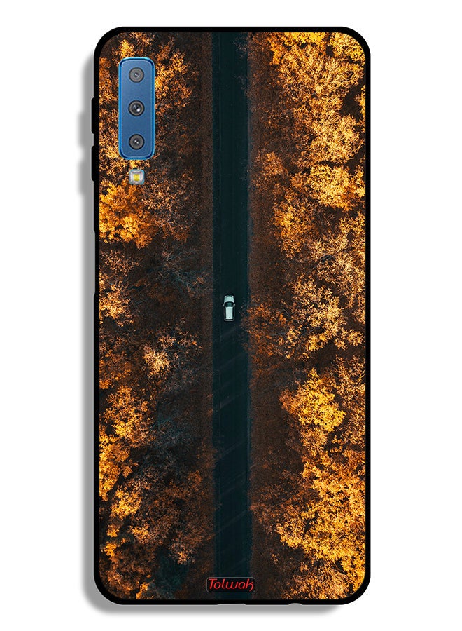 Tolwak Samsung Galaxy A7 (2018) Protective Case Cover Road In Autumn Trees - Image 1