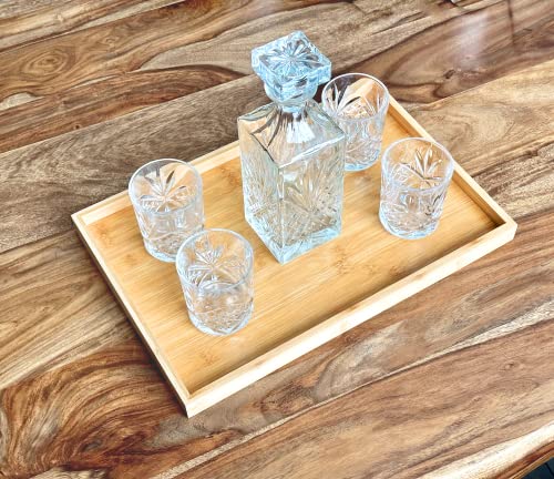 Bamboo Bam & Boo Natural Bamboo Serving Tray Modern Rectangular (Bamboo, 17.75” x 11.8" x 1.2") for Food, Drinks, Decor, Vanity in Home, Kitchen, Bathroom, Coffee Table, Bed - Image 2