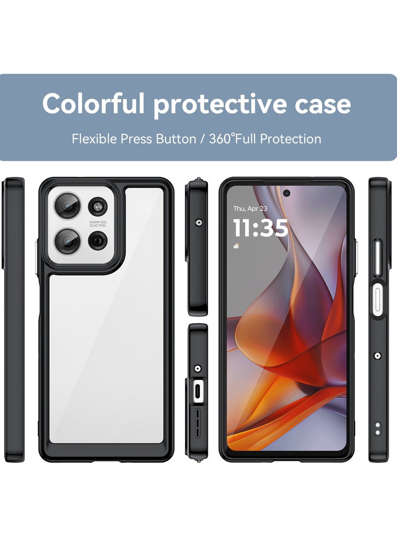 for Motorola G75 5G Case Cover, High Quality Hard Backplane Soft Border Pure and Bright Comfortable Feel Cell Phone Protective Case for Motorola G75 5G, Black  - Image 2