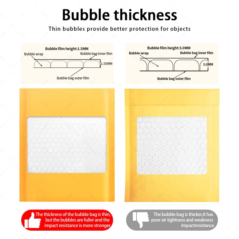 packbabol Kraft Bubble Mailers 8.5x11 Inch 50 Pcs,Small Self-Sealing Mail Shipping Bags,Yellow Padded Envelopes #2 - Image 3