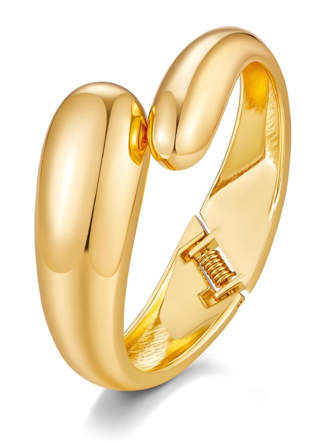 أساور ذهبية غير قابلة للتشوه بتصميم دمعة للنساء، أساور عريضة مفتوحة، أساور فضية مطلية بالذهب بتصميم عصري مقاوم للماء، إكسسوارات مجوهرات أنيقة وهدايا مميزة - Image 1