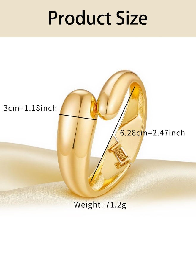 أساور ذهبية غير قابلة للتشوه بتصميم دمعة للنساء، أساور عريضة مفتوحة، أساور فضية مطلية بالذهب بتصميم عصري مقاوم للماء، إكسسوارات مجوهرات أنيقة وهدايا مميزة - Image 2