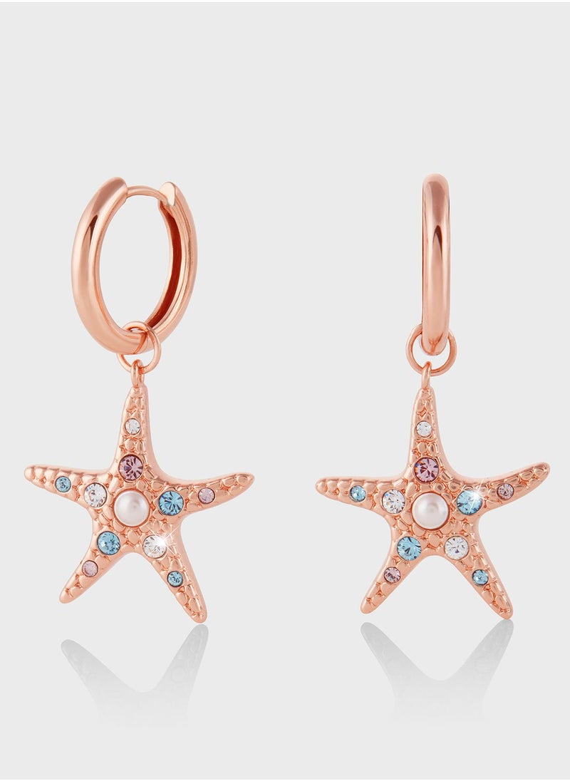 OLIVIA BURTON - Starfish Sparkle Huggies Drop Earrings - Image 1