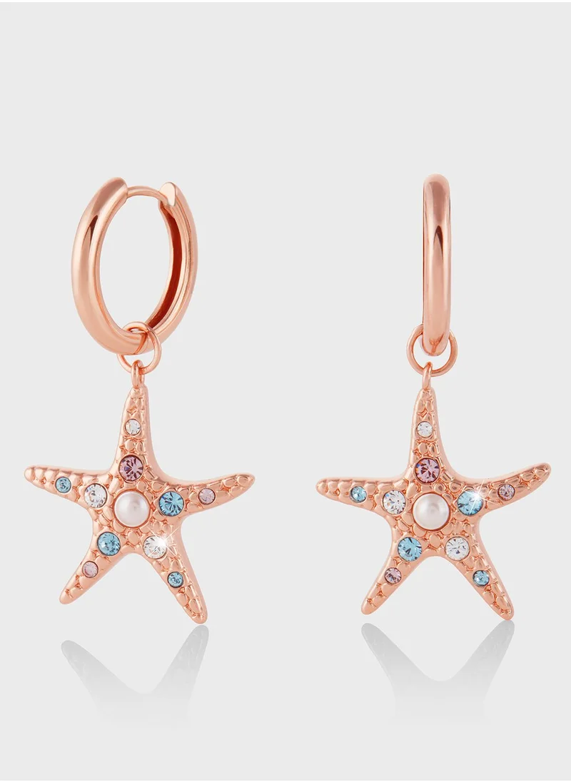 OLIVIA BURTON Starfish Sparkle Huggies Drop Earrings