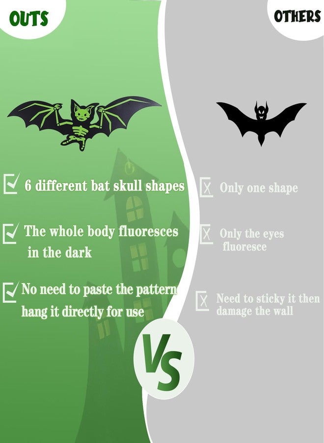 DIYASY 12 Pcs Hanging Bats Halloween Decor, Large Glow Bats Wall Decorations for Outside 3D Plastic Flying Bat Light up Bat House Decorative Decals for Home Outdoor Window - Image 4
