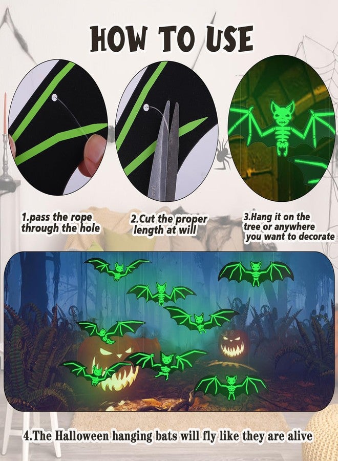 DIYASY 12 Pcs Hanging Bats Halloween Decor, Large Glow Bats Wall Decorations for Outside 3D Plastic Flying Bat Light up Bat House Decorative Decals for Home Outdoor Window - Image 5