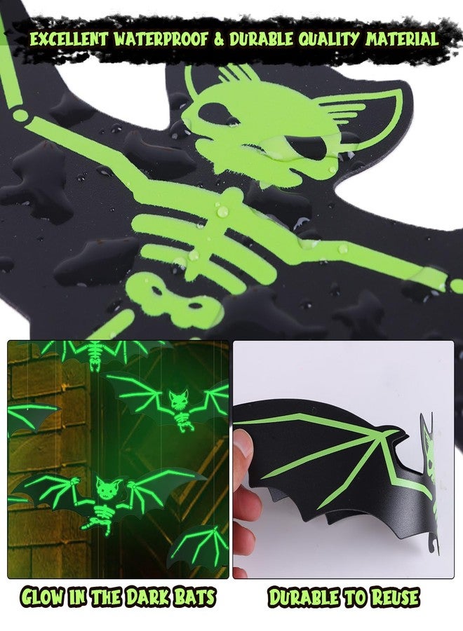 DIYASY 12 Pcs Hanging Bats Halloween Decor, Large Glow Bats Wall Decorations for Outside 3D Plastic Flying Bat Light up Bat House Decorative Decals for Home Outdoor Window - Image 3