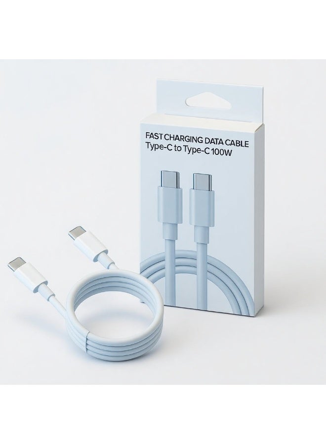 كابل USB C لهاتف iPhone، 2 قطعة، 1 متر، أبيض، شحن سريع 100 وات، كابل بيانات USB Type C إلى Type C لأجهزة IOS/Android - Image 2