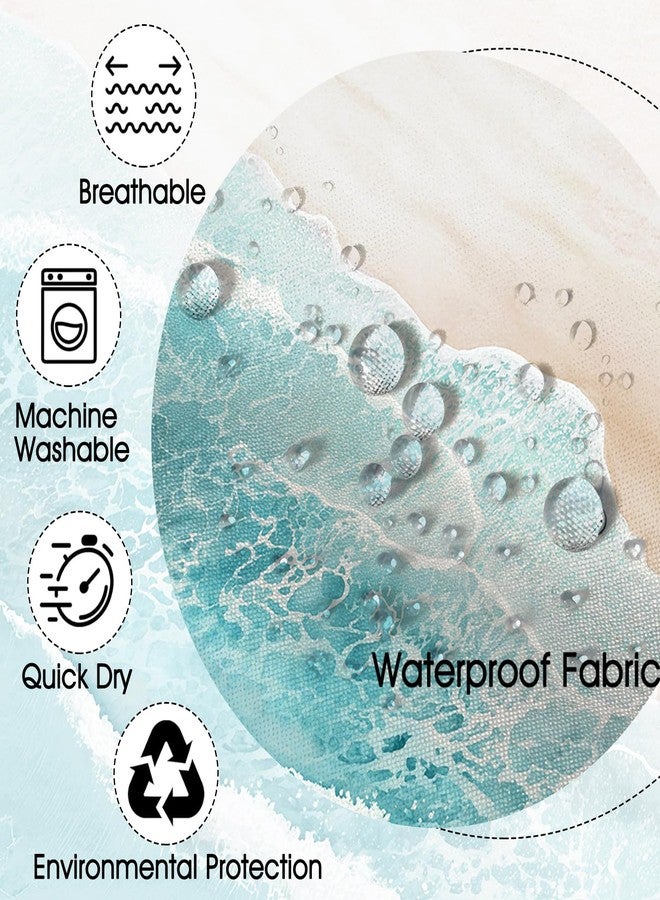 Mocsicka Beach Ocean Shower Curtain for Bathroom Blue Wave Coastal Shower Curtains for Ocean Bathroom Decor Waterproof Abstract Teal Blue Sea Bath Curtain, 72 X 72 Inch - Image 3