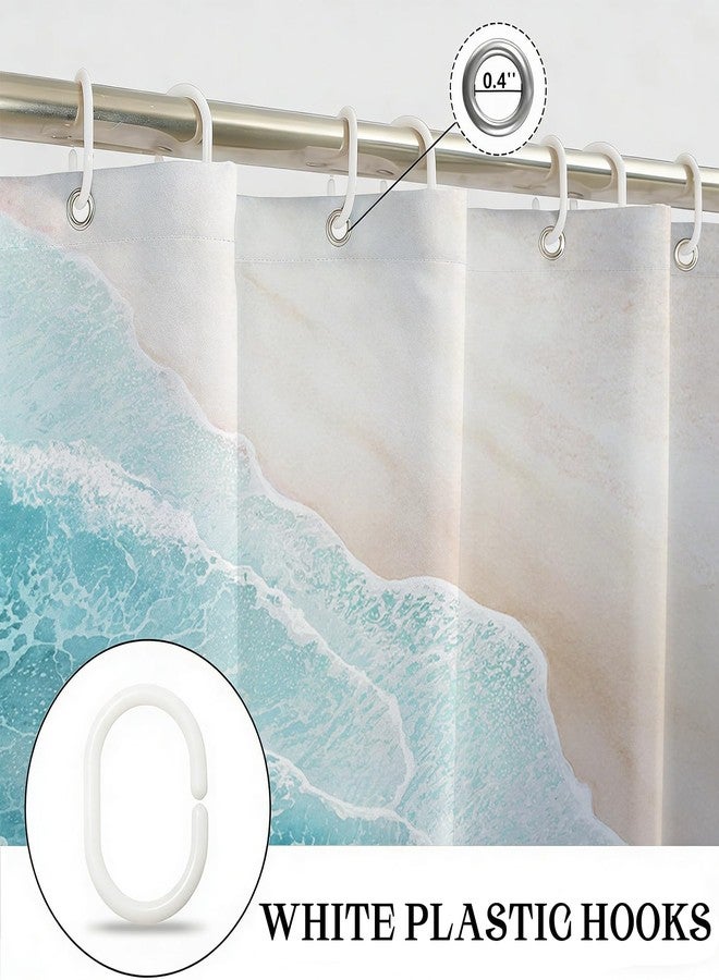 Mocsicka Beach Ocean Shower Curtain for Bathroom Blue Wave Coastal Shower Curtains for Ocean Bathroom Decor Waterproof Abstract Teal Blue Sea Bath Curtain, 72 X 72 Inch - Image 4