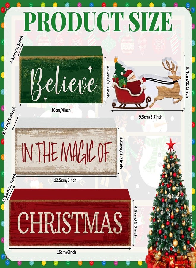 Lineshading 4 Pcs Christmas Table Decoration Wooden Santa Claus Decor Christmas Tiered Tray Decor Decorative Santa Claus Elk Block Sign Gift Farmhouse Xmas Table Centerpiece for Home Kitchen Shelf - Image 3