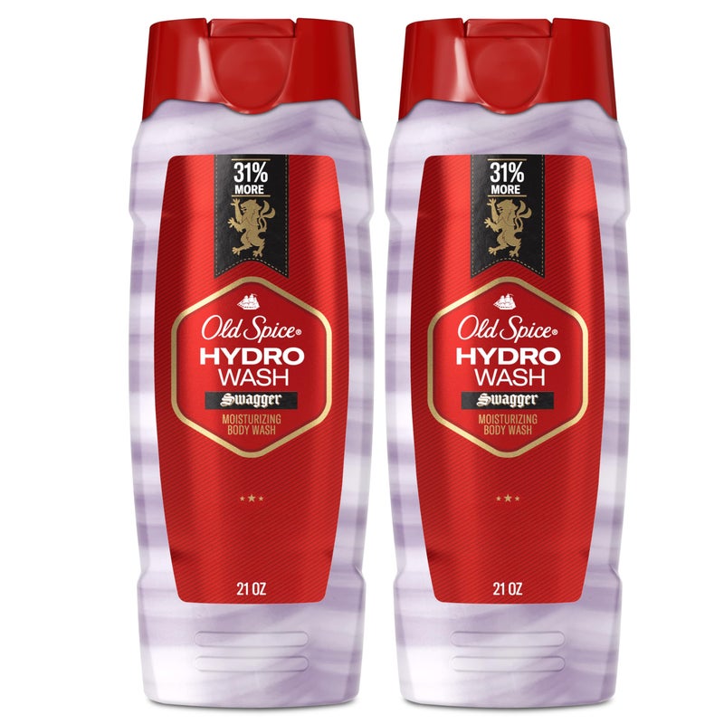 Old Spice Moisturizing Body Wash for Men, Hydro Wash, 2-in-1 Long Lasting Scent & Deep Hydration, 24/7 Shower Fresh, Swagger Scent, 21 oz (Pack of 2) - Image 1