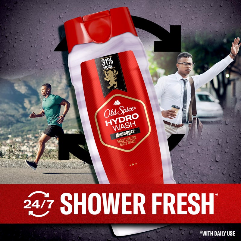 Old Spice Moisturizing Body Wash for Men, Hydro Wash, 2-in-1 Long Lasting Scent & Deep Hydration, 24/7 Shower Fresh, Swagger Scent, 21 oz (Pack of 2) - Image 4