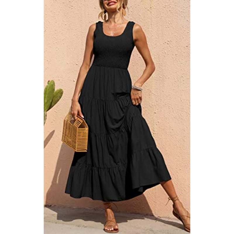 womens Smocked Tank Summer Dresses for Women 2024 Sleeveless Wedding Guest Dresses for Women Long Dress Casual Dress - Image 3