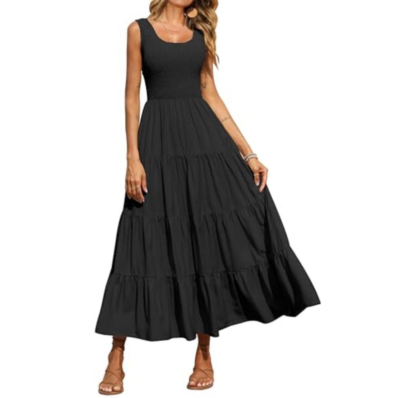 womens Smocked Tank Summer Dresses for Women 2024 Sleeveless Wedding Guest Dresses for Women Long Dress Casual Dress - Image 1