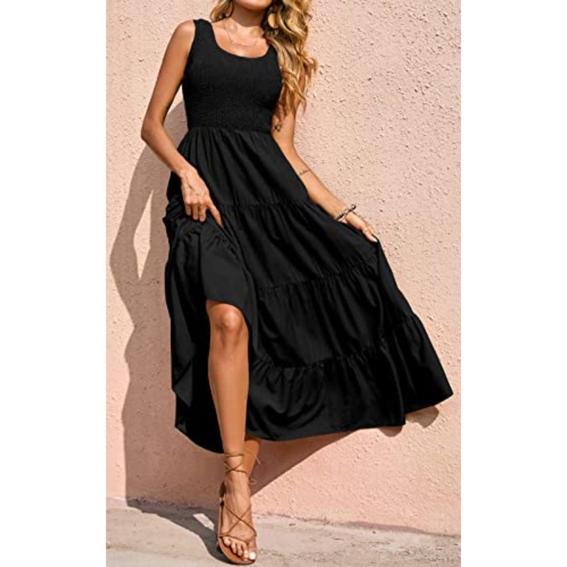 womens Smocked Tank Summer Dresses for Women 2024 Sleeveless Wedding Guest Dresses for Women Long Dress Casual Dress - Image 4