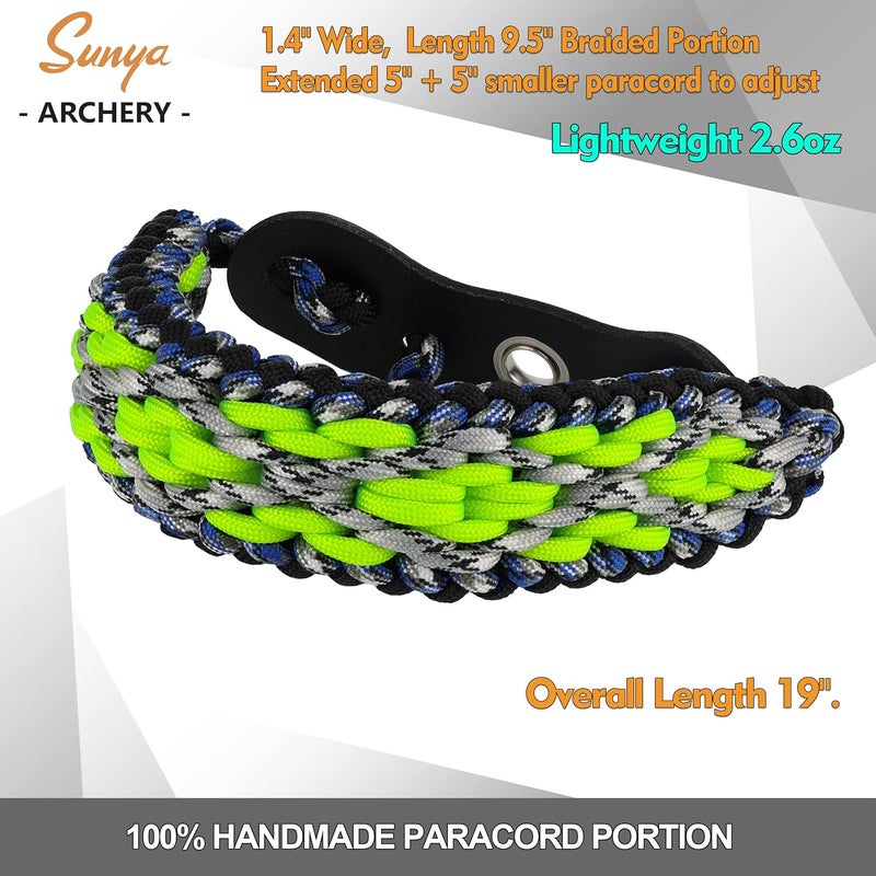 Sunya Archery Bow Wrist Sling, 550 Paracord Strap Comfortable on Hand.100% Full Grain Leather Yoke, Multiple Camo Colors.Fit Compound Bow Stabilizer & Recurve. - Image 4