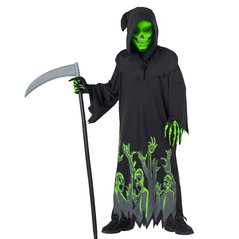 Morph  Glow In The Dark Grim Reaper Costume Kids Halloween Costume for Boys Scary Phantom Costume Boys Grim Reaper Costume - Image 1