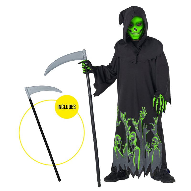 Morph  Glow In The Dark Grim Reaper Costume Kids Halloween Costume for Boys Scary Phantom Costume Boys Grim Reaper Costume - Image 2