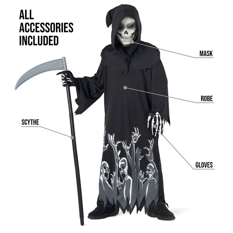 Morph  Glow In The Dark Grim Reaper Costume Kids Halloween Costume for Boys Scary Phantom Costume Boys Grim Reaper Costume - Image 4