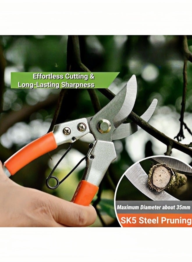 ARUWA Pruners Steel Handle Garden Shear Kit, Plant Pruning Scissors Garden Cutter Flower Shears Hand, Tree Trimmers Secateurs Clipping Shears for Gardening, Ergonomic Gardening Tools, Gardener's Gift - Image 3