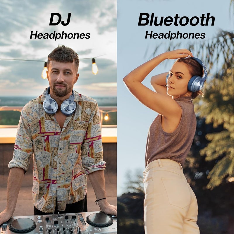OneOdio A70 Over Ear Bluetooth Headphones, Foldable Wireless and Wired Headset with Microphone, Professional Studio Monitor Mixing Headphones for PC/Phone (Blue) - Image 5