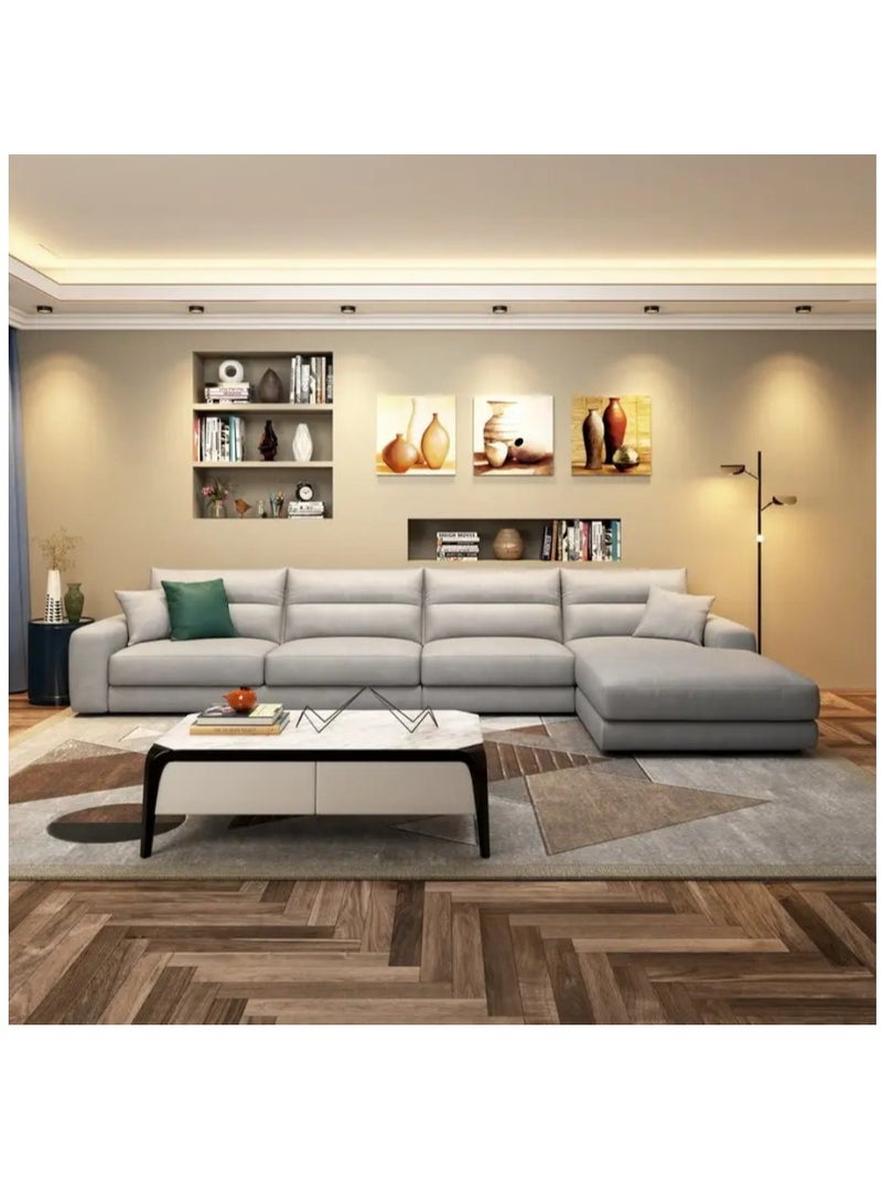 Ripple FURNITURE Best Seller Waterproof High Tech Fabric L Shaped Sofa Set Sectional Sofa For Simple Living Room Luxury Corner Sofa Set Furniture 4 Seater Grey 370X98X92  - Image 1