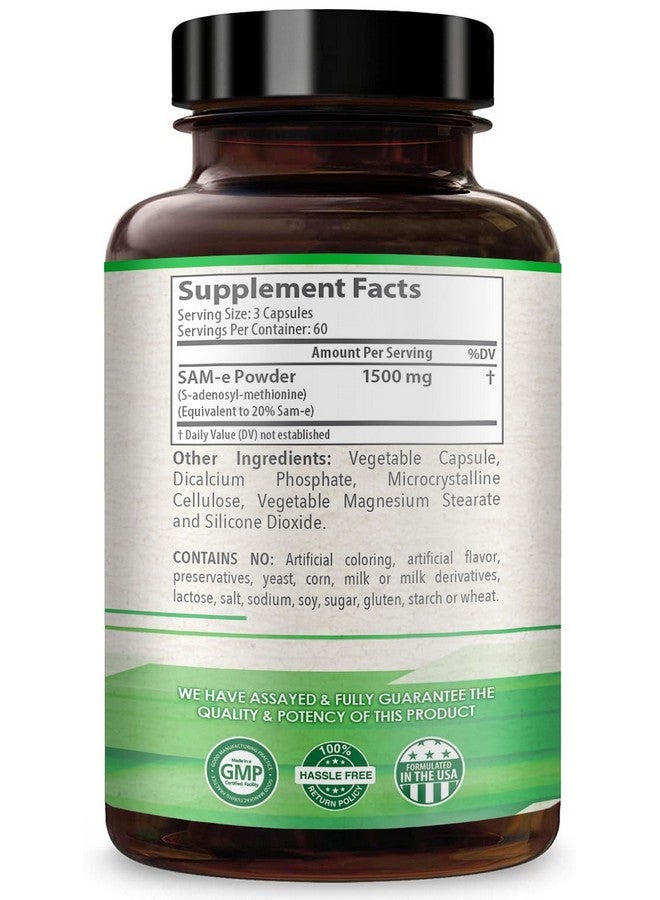 HealthyWayRx مكمل HealthyWayRx 1500 ملغ SAM-e - كبسولات S-Adenosyl-L-Methionine عالية القوة 1500 ملغ لكل حصة لدعم المفاصل والدماغ والكبد والمزاج - مكمل Same عالي الامتصاص غير معدّل وراثيًا (60 حصة) - Image 2