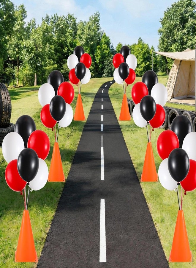 Oitnlaughter 42 PCS Traffic Cones and Racing Car Balloons Set 6 Racing Party Orange Traffic Cones With Hole on Top & 36 Red Black White Balloons for Race Car Birthday Shower Table Centerpiece Decorations - Image 4