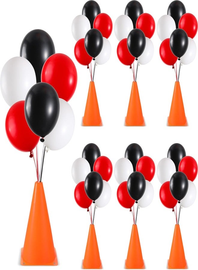 Oitnlaughter 42 PCS Traffic Cones and Racing Car Balloons Set 6 Racing Party Orange Traffic Cones With Hole on Top & 36 Red Black White Balloons for Race Car Birthday Shower Table Centerpiece Decorations - Image 1