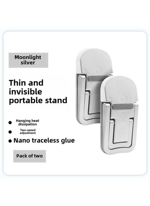 Laptop Stand Invisible Paste Bracket Folding Storage Portable Elevated Rack Keyboard Foot Pad Support Rack-Color:Two-speed Silver