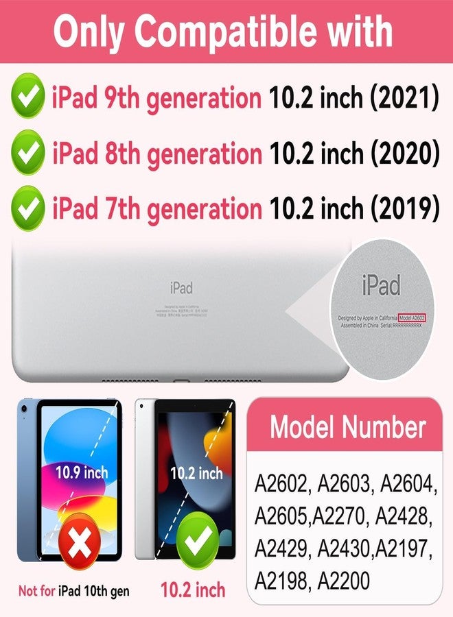 BMOUO جراب BMOUO لأجهزة iPad من الجيل التاسع والثامن والسابع (10.2 بوصة، 2021/2020/2019)، جراب واقٍ مقاوم للصدمات لجهاز iPad 10.2 بوصة مع حامل مدمج/حامل قلم، لون وردي فاتح - Image 2