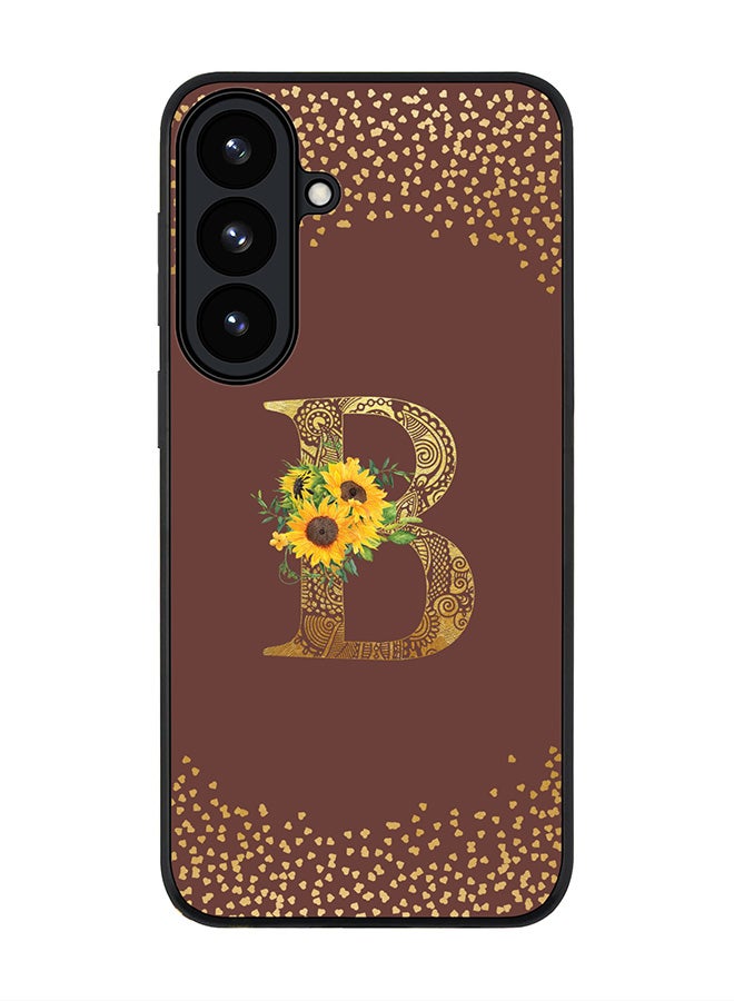 For Samsung Galaxy S26 Case,Slim fit Camera Protection, Shockproof Thin Phone cover  - Custom Floral Monogram - B  (Brown )