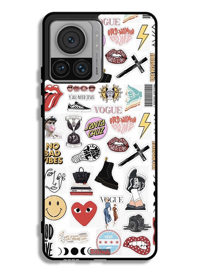 Tolwak Motorola Edge 30 Ultra Protective Case Cover No Bad Vibes Stickers - Image 1