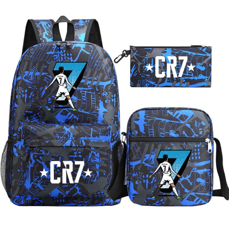 Ronaldo Printed Student Backpack Set with USB Charging Port - Image 1