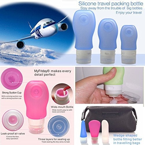 FNSHIP 4 Pack Sucker type Portable Food Grade Squeeze Silicone Liquid Travel Bottles TSA Approved For Shampoo, Conditioner, Lotion, Toiletries, Food condiment(1OZ,White+Blue+Green+Pink) - Image 5