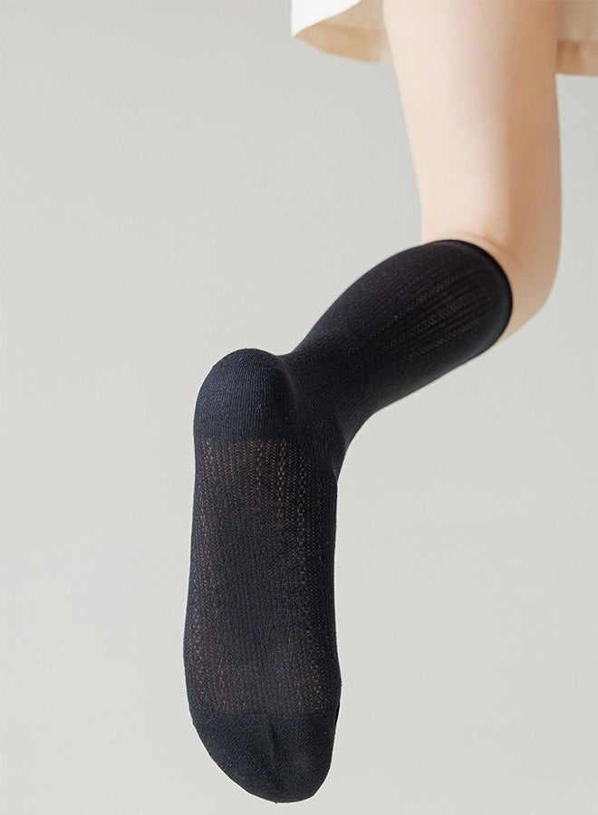 جوارب رياضية نسائية عالية الركبة، جوارب رياضية خارجية متوسطة الأنبوب، جوارب بيسبول للجري، جوارب طويلة، أسود - Image 5