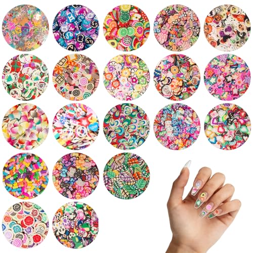 VEINARDYL 10000 pcs 20 Styles Clay Slices VEINARDYL Nail Art Slices Charms Fruit Heart Flower 3D Polymer Clay for DIY Crafts Resin Slime Making Cellphone Decoration - Image 1