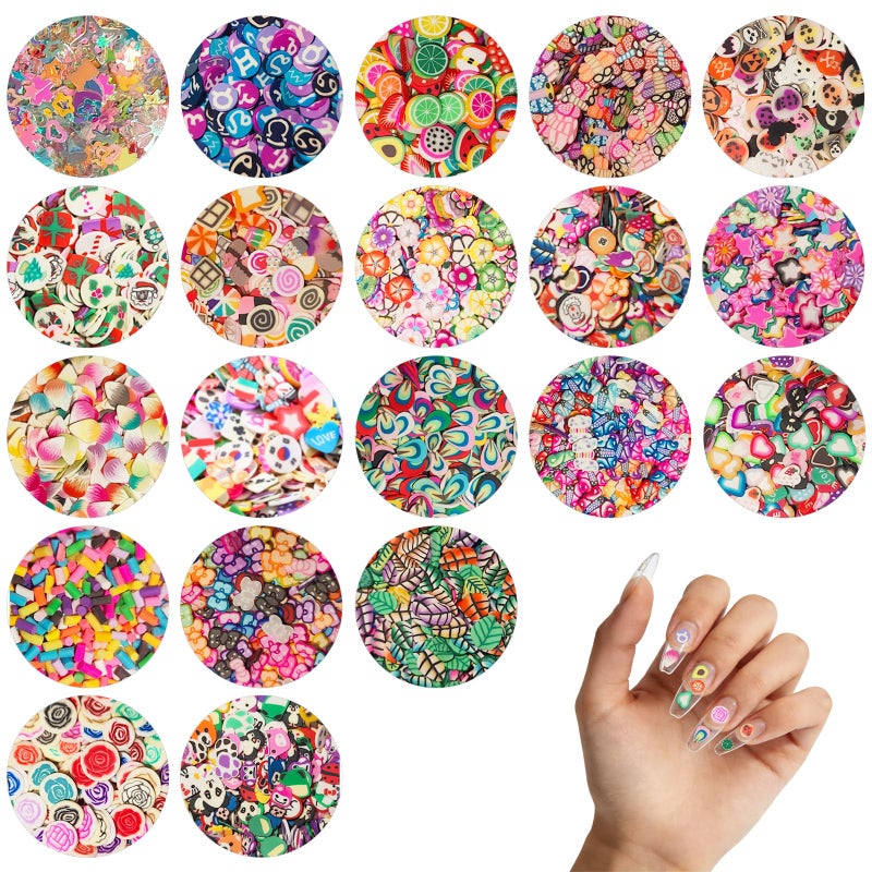 VEINARDYL 10000 pcs 20 Styles Clay Slices VEINARDYL Nail Art Slices Charms Fruit Heart Flower 3D Polymer Clay for DIY Crafts Resin Slime Making Cellphone Decoration - Image 3