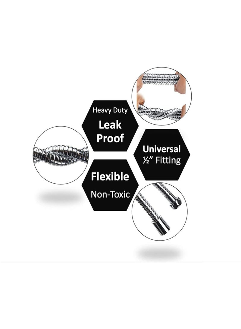 Extra long 1.5m stainless steel shower hose with solid brass connector, anti-kink and tangle-free. - Image 3