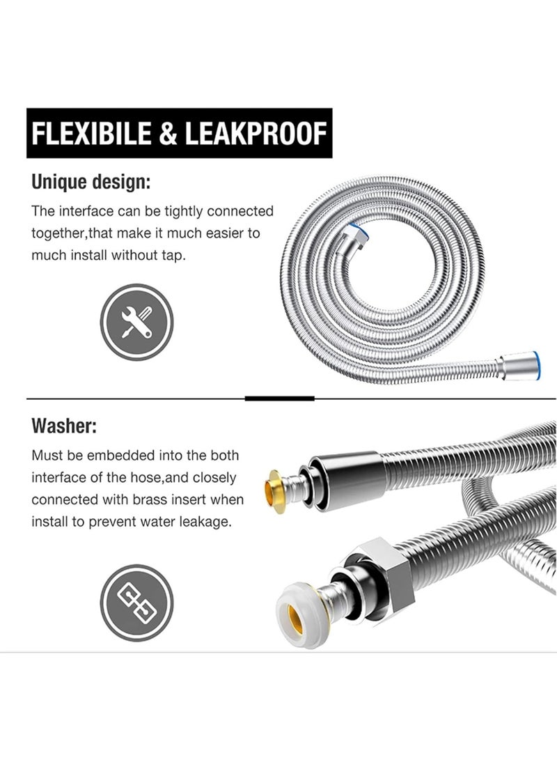 Extra long 1.5m stainless steel shower hose with solid brass connector, anti-kink and tangle-free. - Image 5