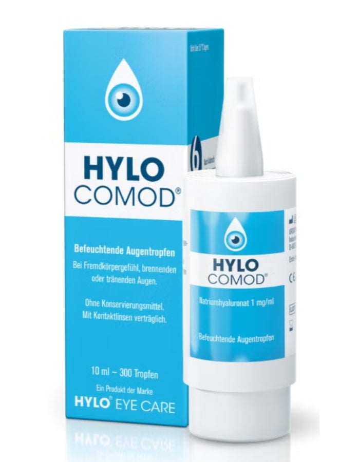 Hylo Comod Lubricating Eye Drops 10ml Helps to provide relief for short-term dry eyes Eliminates the redness of your eye due to minor eye irritations