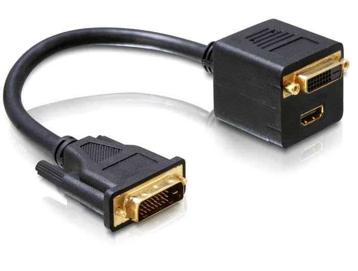 ETZIN كابل 1/2 DVI إلى HDMI متوافق مع DVI 24+1 ذكر إلى أنثى + HDMI، كابل أنثوي متوافق، كابل كبير الرأس - Image 5